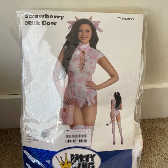 Brand New Strawberry Milk Cow Costume - Picture 4 of 4